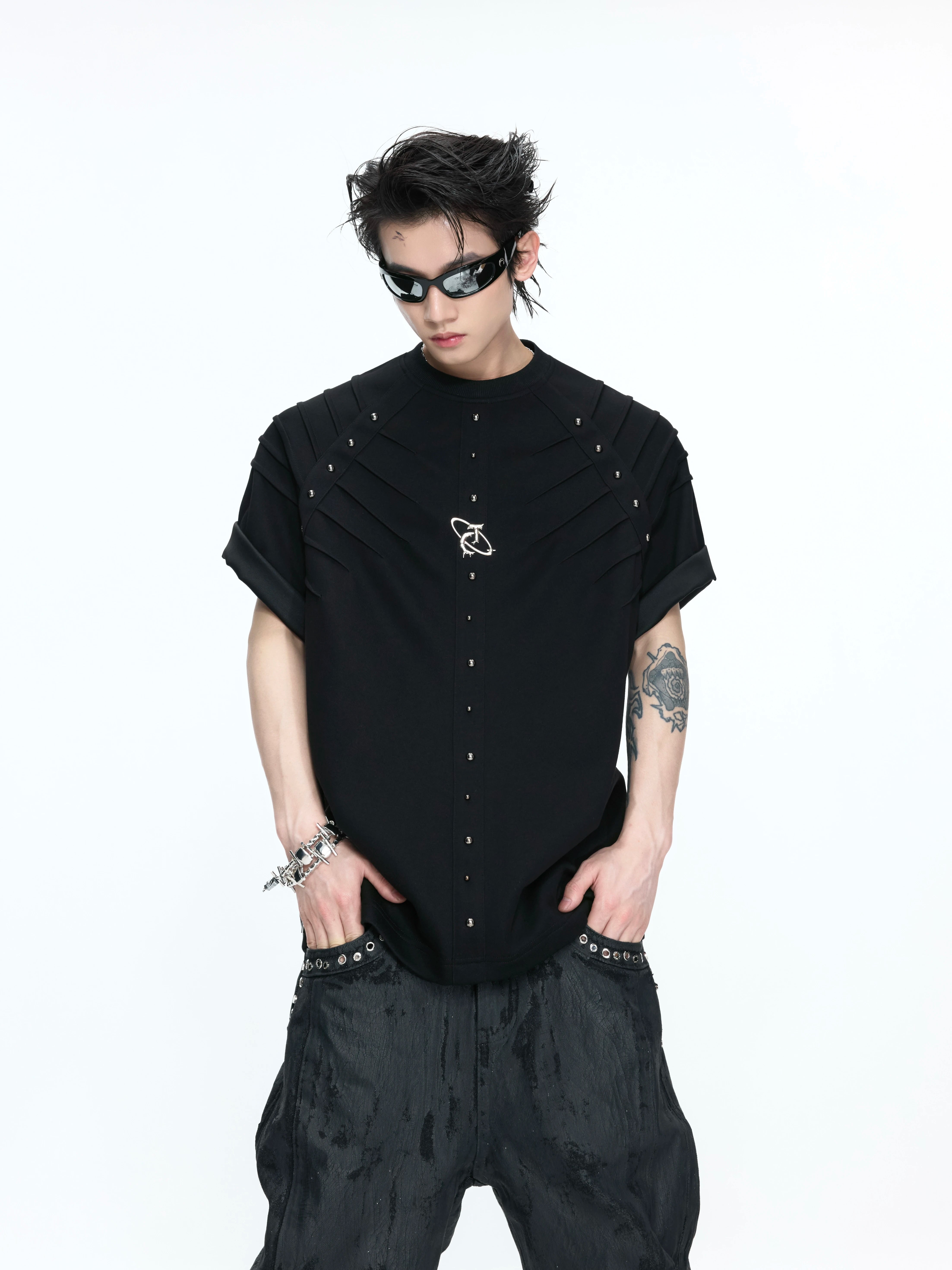 【26s Apr.】Studded Pleated Spine Structure Tee