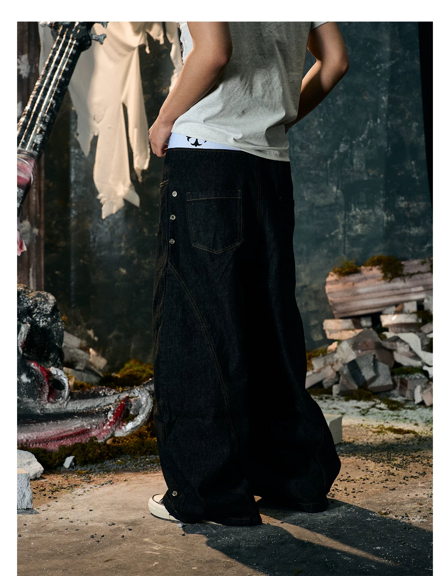 【26s Jan.】Boxing Velvet Curved Wide-Leg Denim Pants