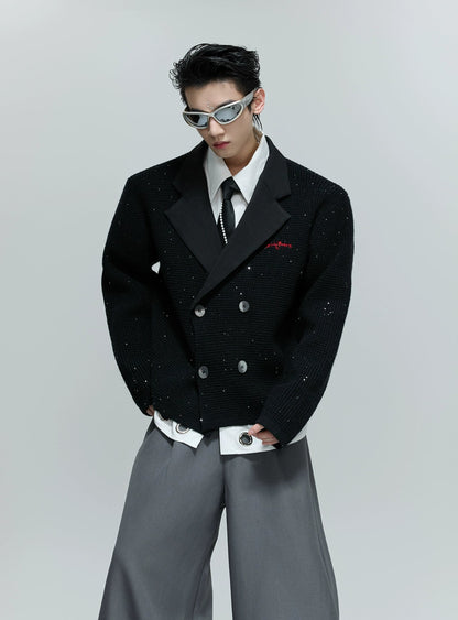 【25s Oct.】Sequined Plaid Textured Cardigan Jacket