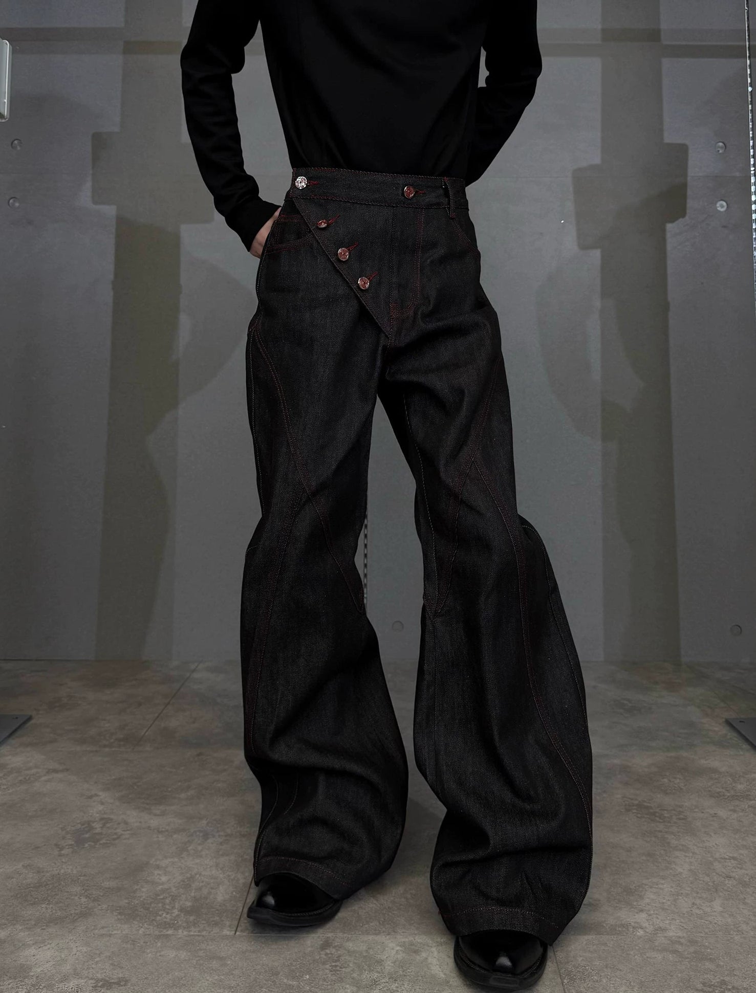 【26s Feb.】14.5oz Raw Selvedge Black Slight Flare Denim Pants