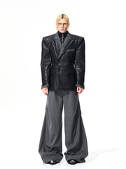 【25s Nov.】Textured PU Leather Suit Jacket