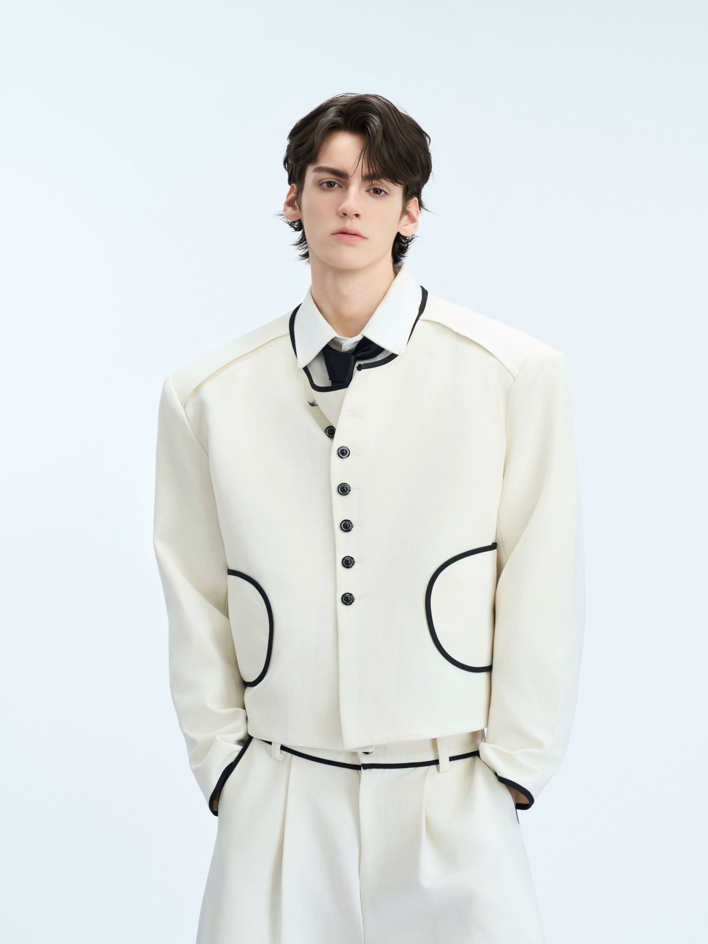 【25s Oct.】Contrast Color Elegant Chanel Style Jacket/Scimitar Pants