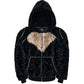Contrast Color Heart Thickened Faux Mink Hooded Jacket / Pants