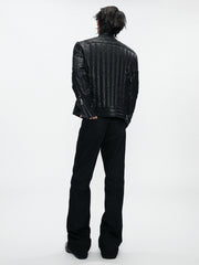 Asymmetric Zip Down Moto Jacket