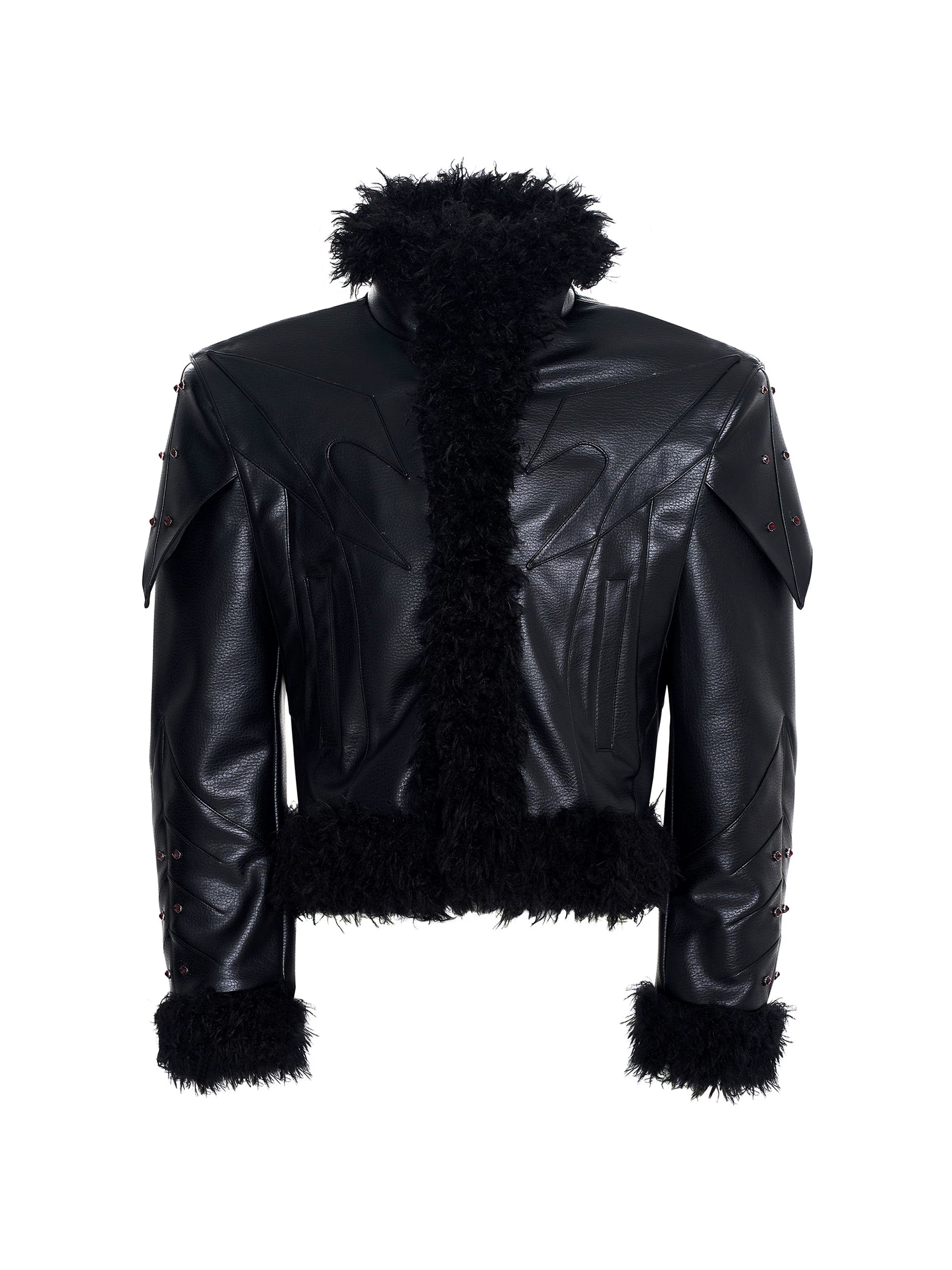 Deconstructed Faux Lambskin Leather Jacket