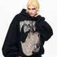 【25s Nov.】Batwing Sleeve Fang Sequined Letter Embroidered Hoodie