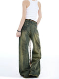 【25s Jul.】American High Street Ripped Thick Waistband Jeans