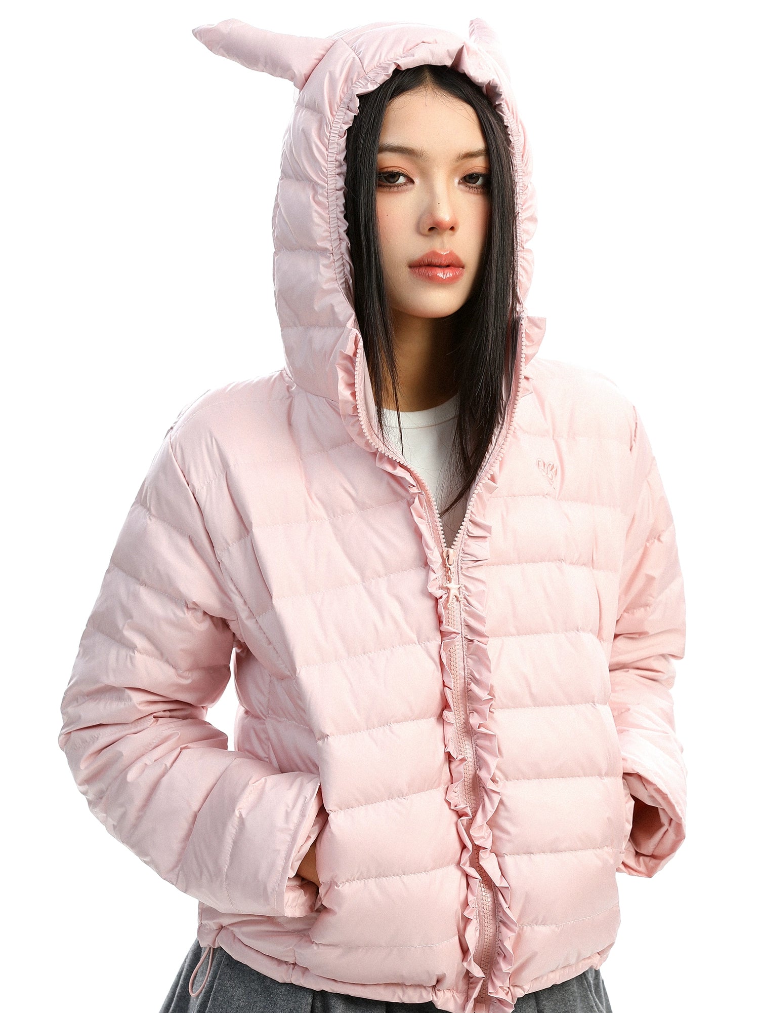 【25s Dec.】Sweet Little Devil Horn Hooded Down Jacket