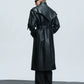 【25s Nov.】Deconstructed Stand-up Collar Copper Coin Button Leather Trench Coat