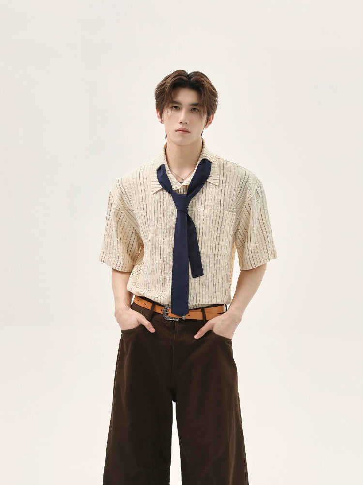 【25s Aug.】American Retro Vertical Striped Shirt