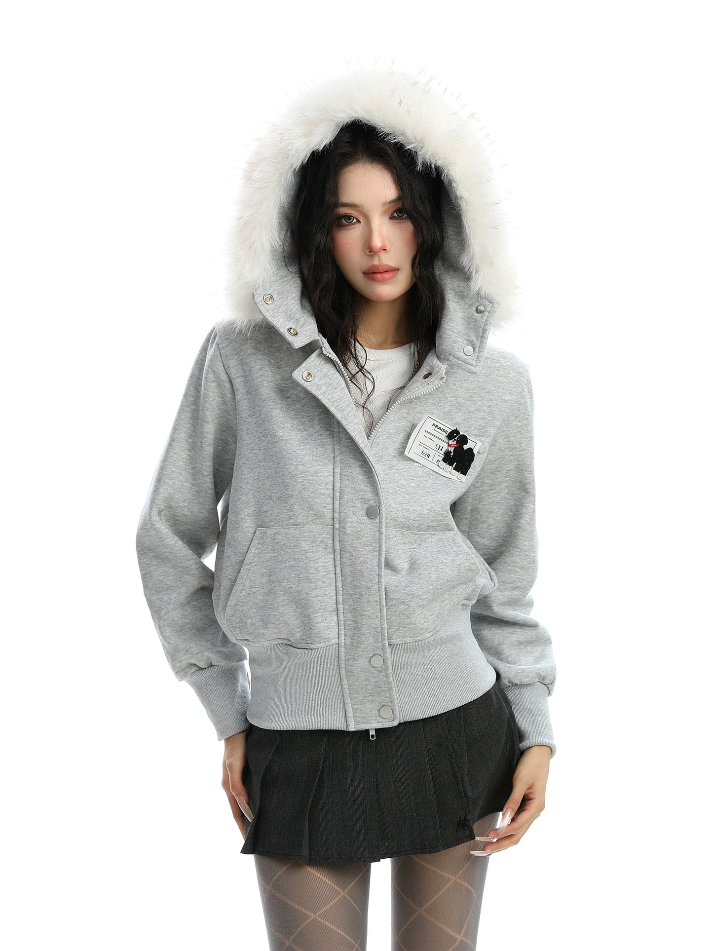 【25s Nov.】Detachable Fur-trimmed Camouflage Hooded Jacket