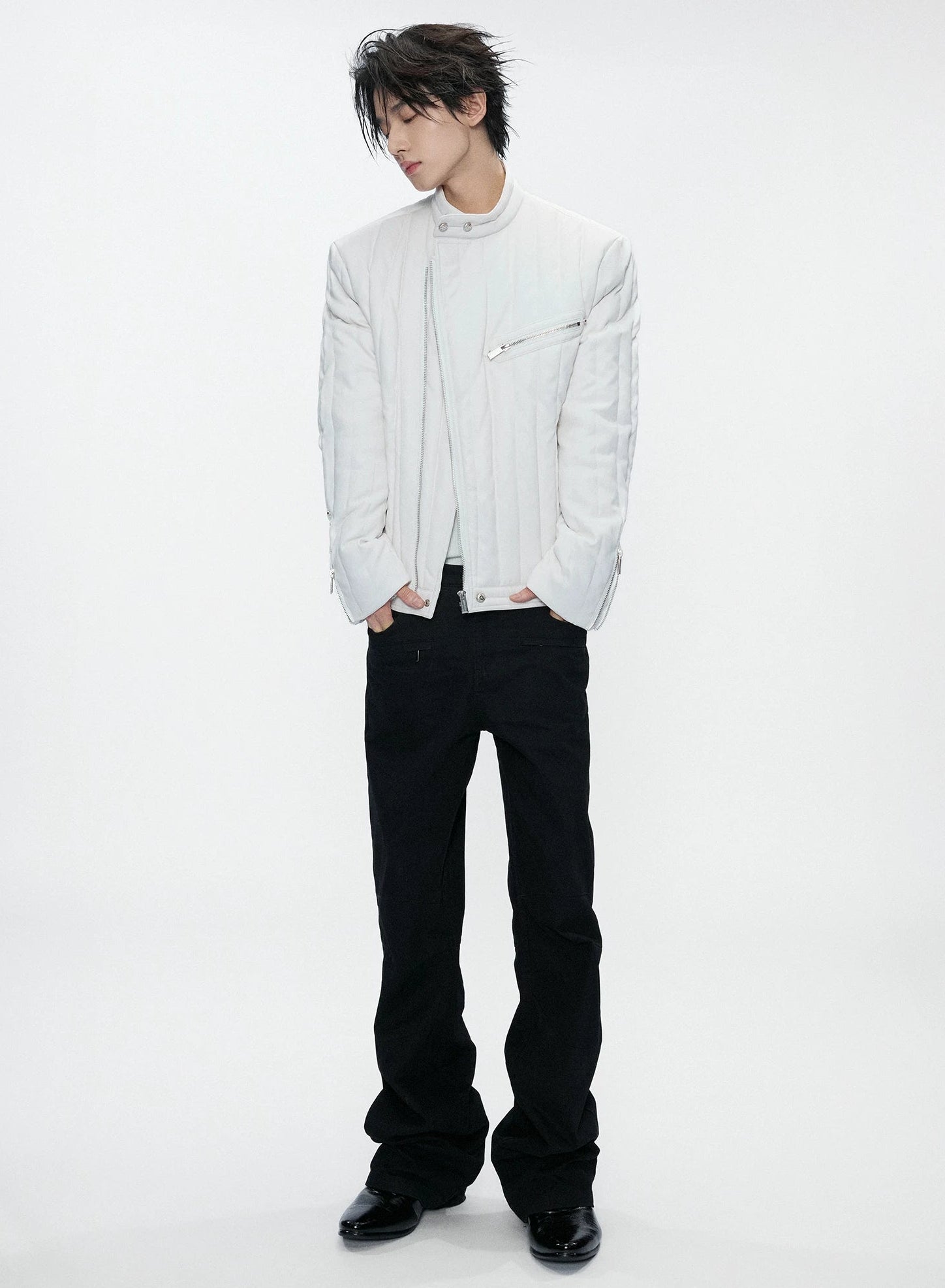 Asymmetric Zip Down Moto Jacket