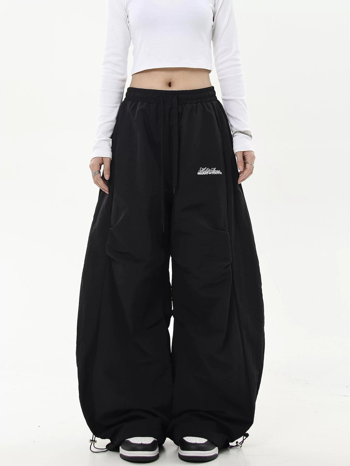 【25s Jul.】Ruched Paratrooper Banana-Cut Wide Cargo Pants