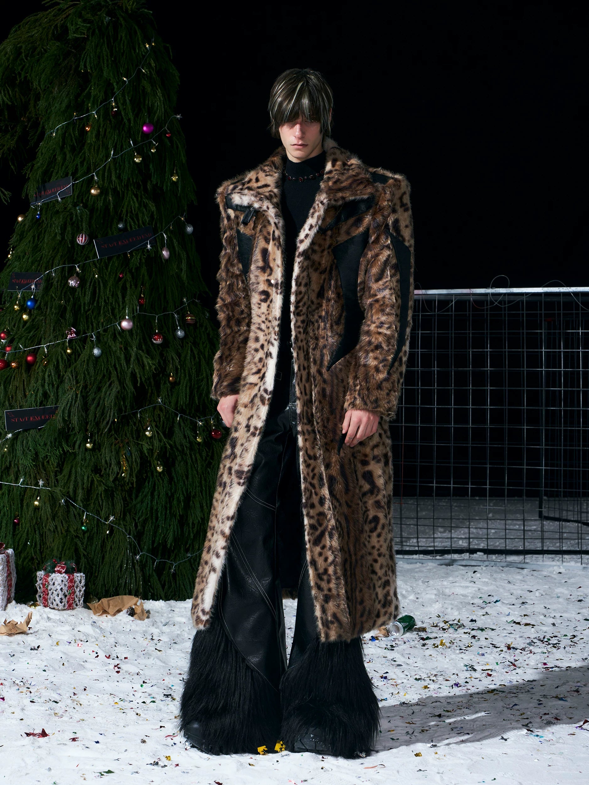 【26s Jan.】Leopard Print Eco-friendly Fur Long Coat
