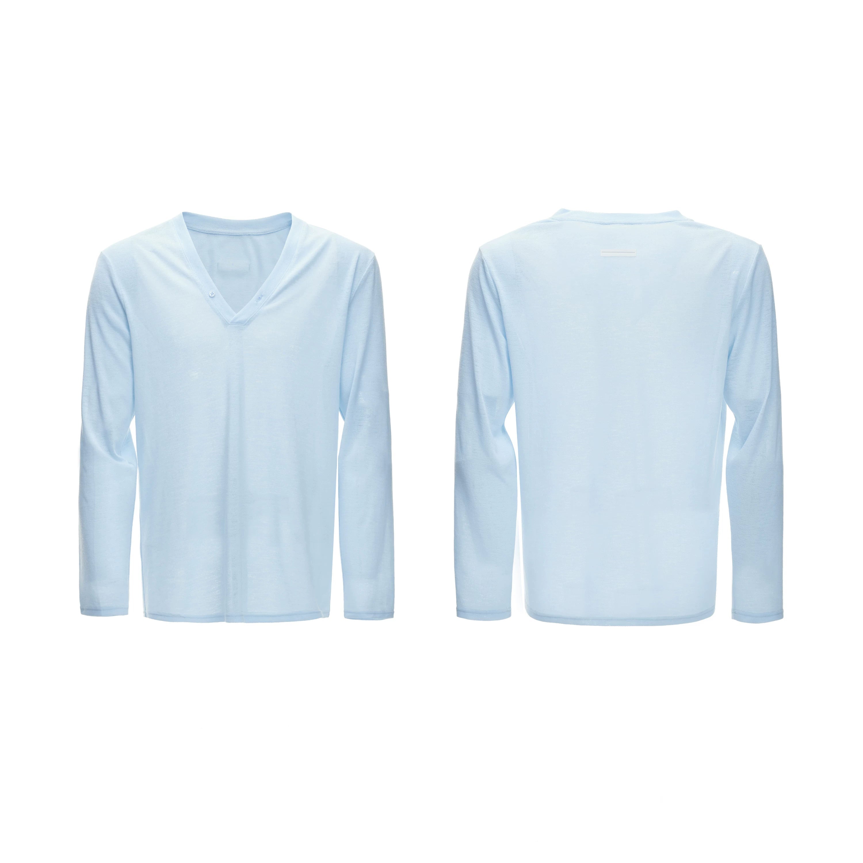 Deep V-Neck Relaxed Long Sleeve Tee