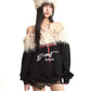 【25s Sep.】Vintage Off-the-shoulder Fur Collar Sweatshirt
