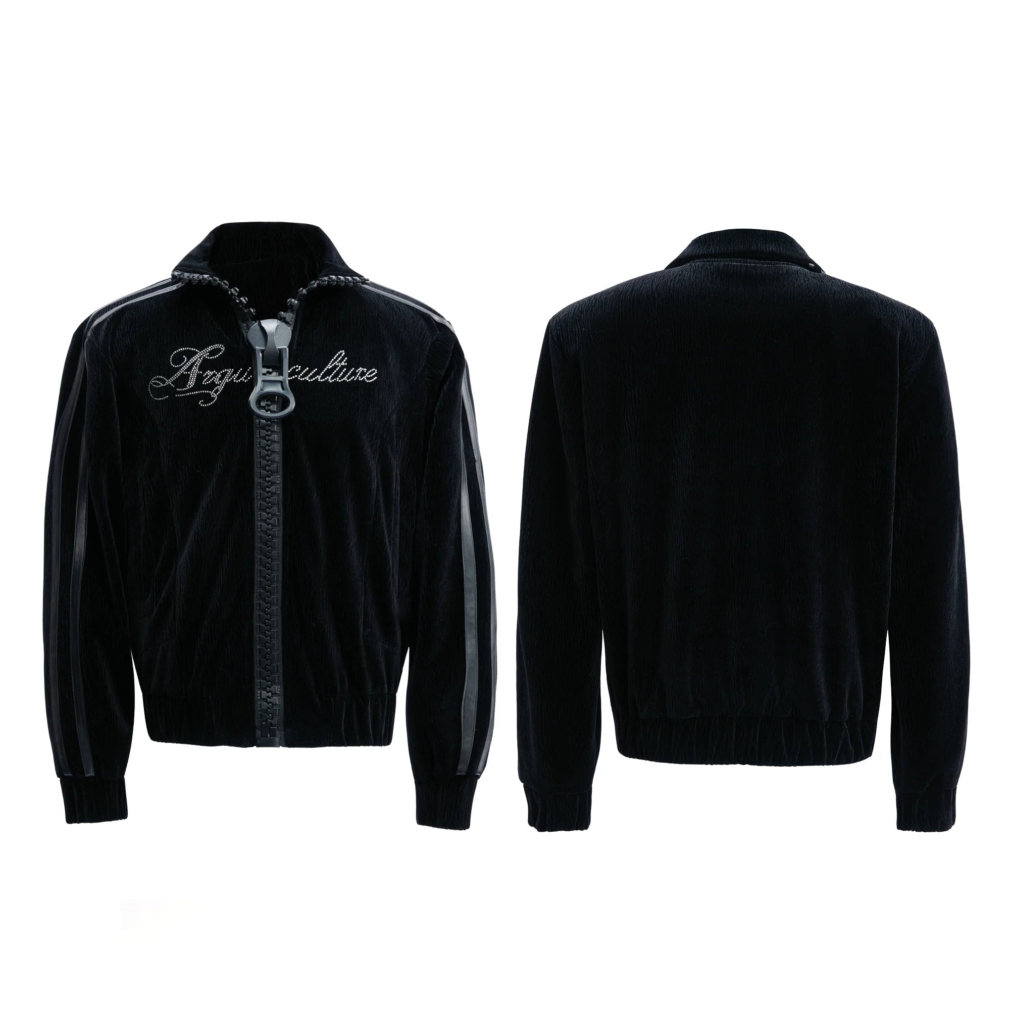 Wave Texture Rhinestone Moto Jacket