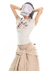 【25s Jul.】Spotted Puppy Fitted Shoulder Tee