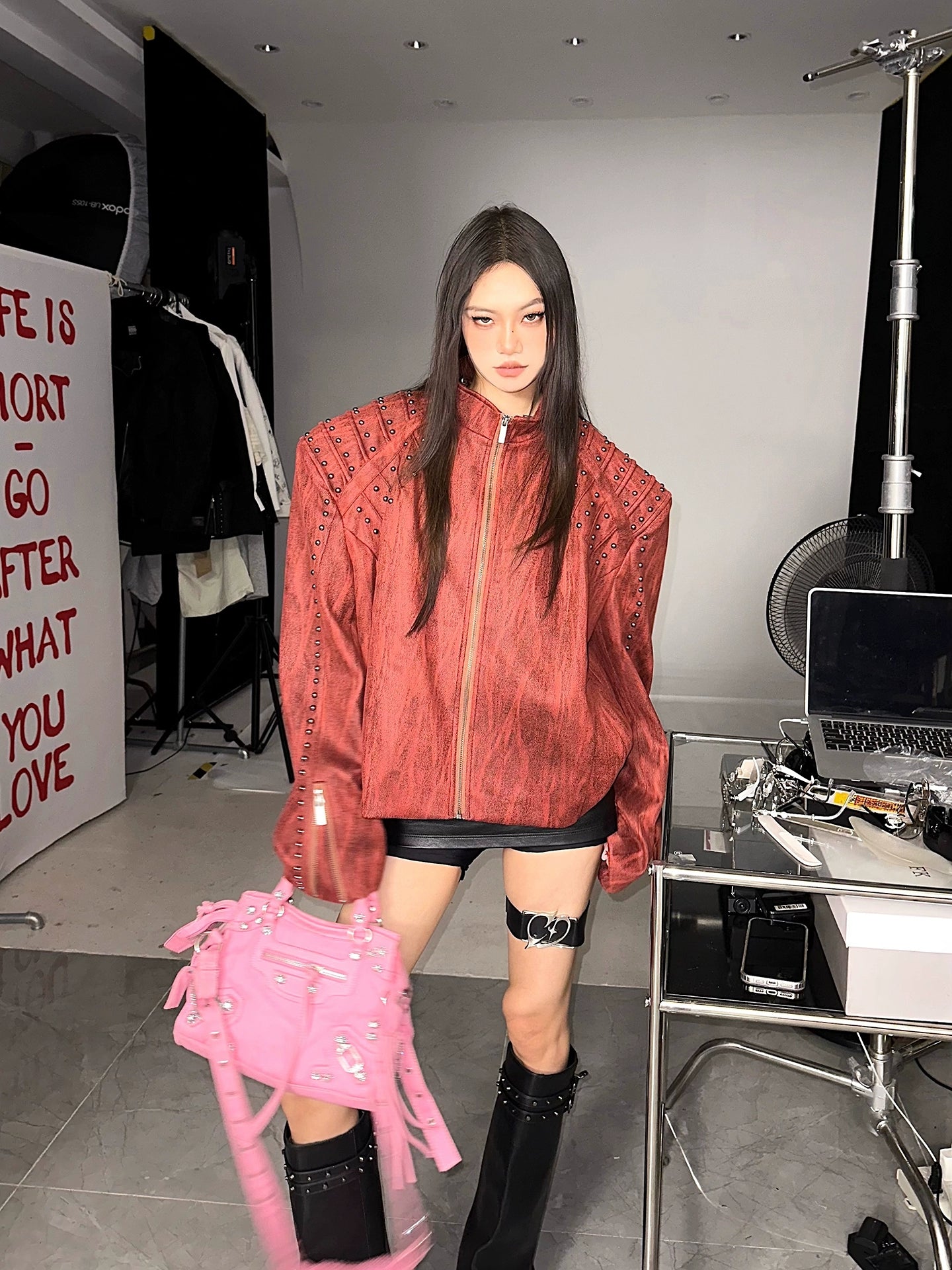 【25s Sep.】Studded Armor Oversized Stand Collar Jacket