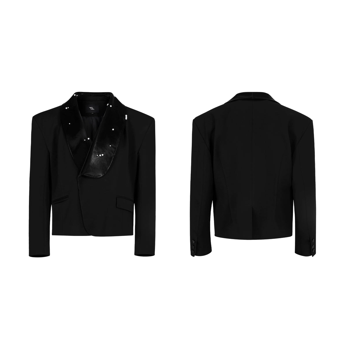 【25s Oct.】PU Leather Pearl Stitching Suit Jacket / Pants