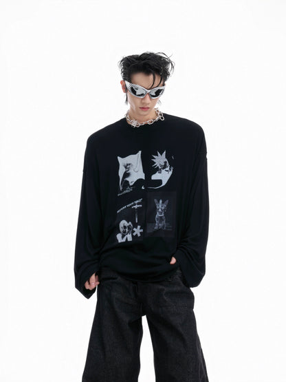 【25s Aug.】Artistic Pattern Loose Fit High Elasticity Long Sleeves