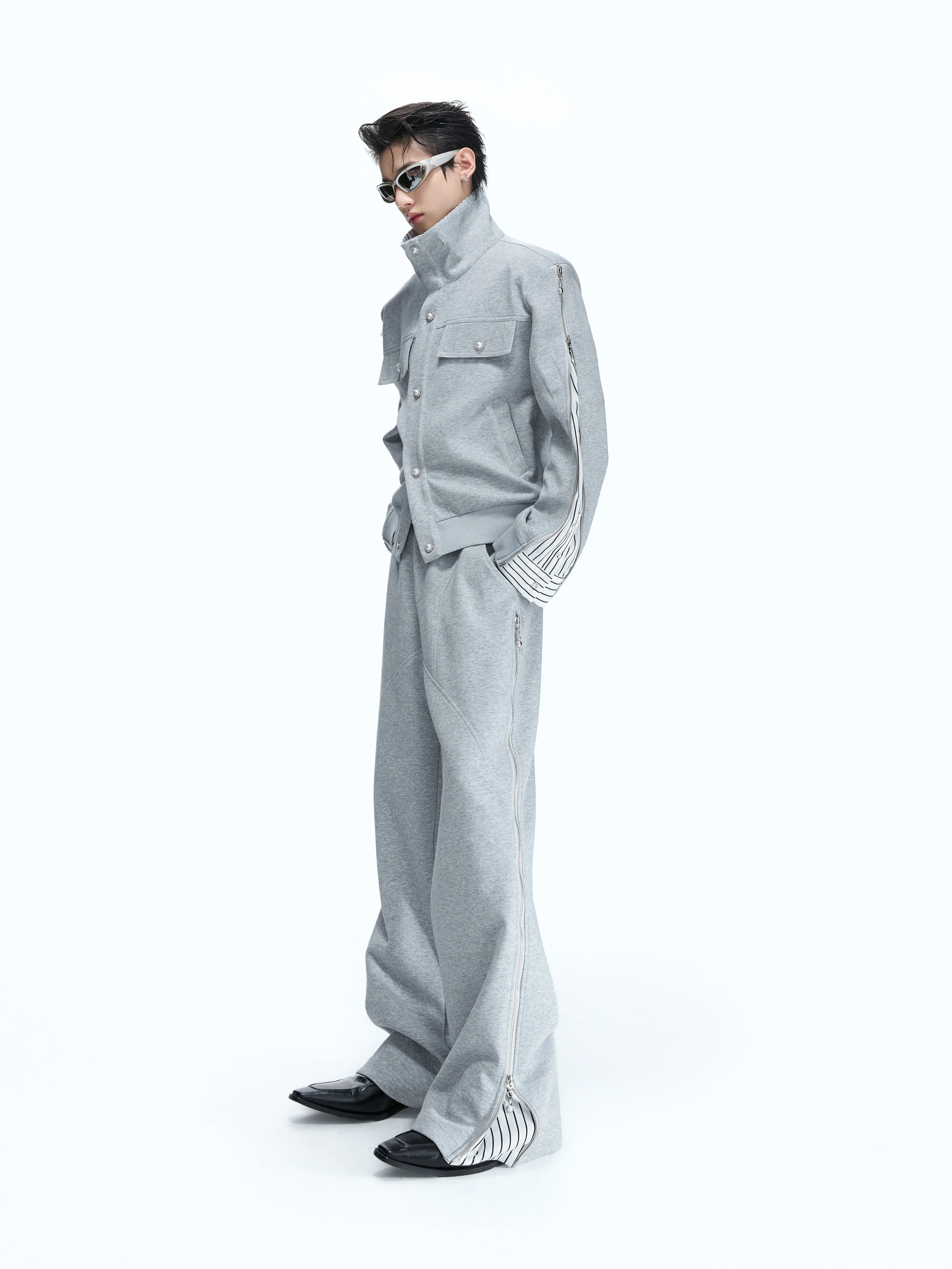 Striped Ribbon Layered Track Top / Pants
