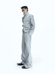 Striped Ribbon Layered Track Top / Pants