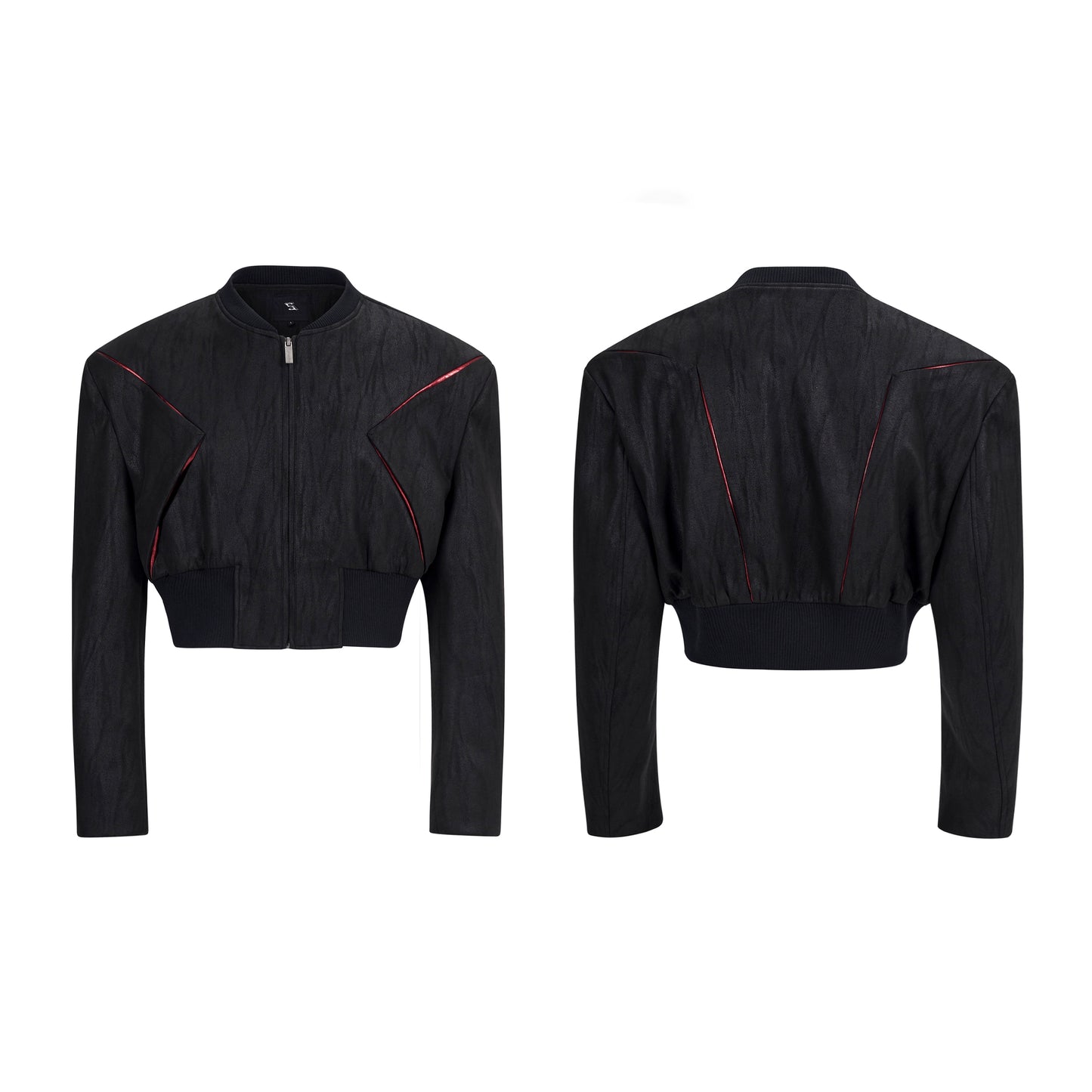 【25s Sep.】Deconstructed Paneled Suede Shoulder Pad Jacket