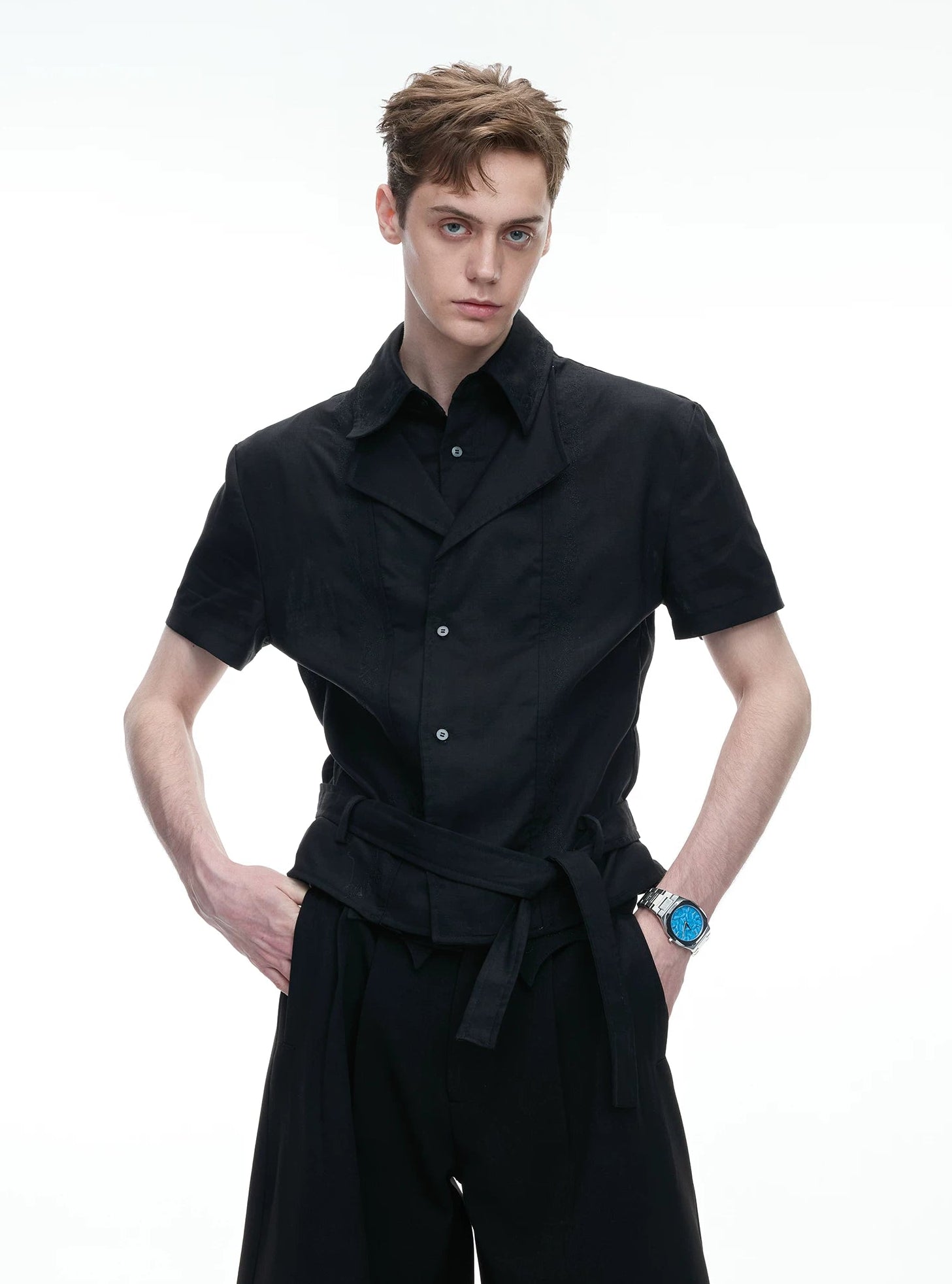 Layered Embroidered Linen Shirt
