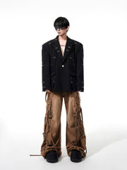 【25s Apr.】Oversized Black Strap Blazer