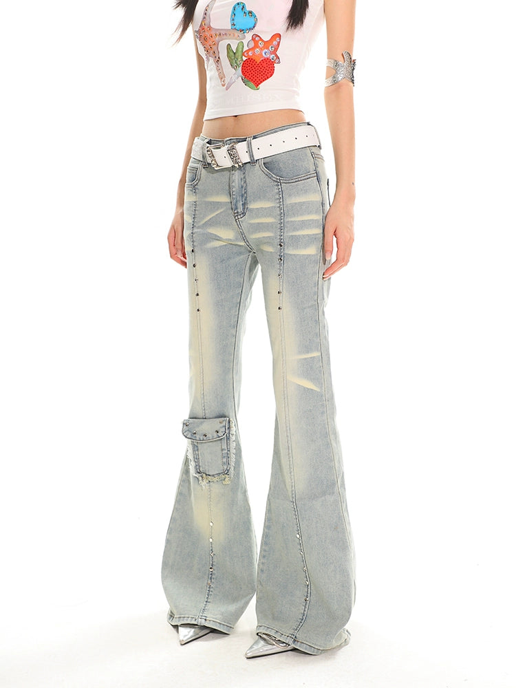 【25s Jun.】Vintage Stretch Slim Fit Rivet Jeans