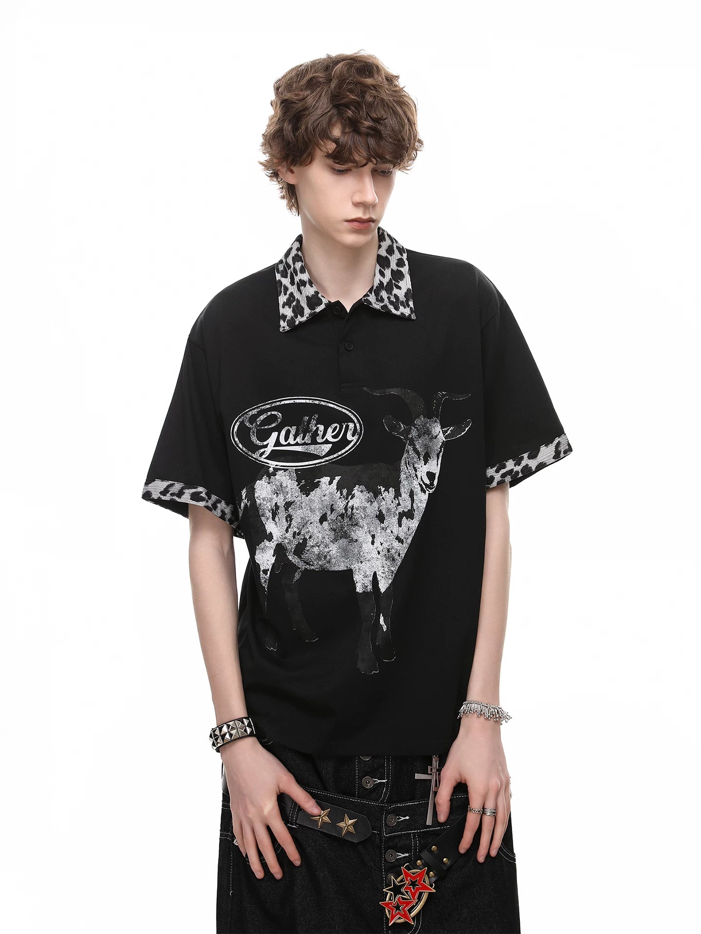 Vintage Leopard Patchwork Polo