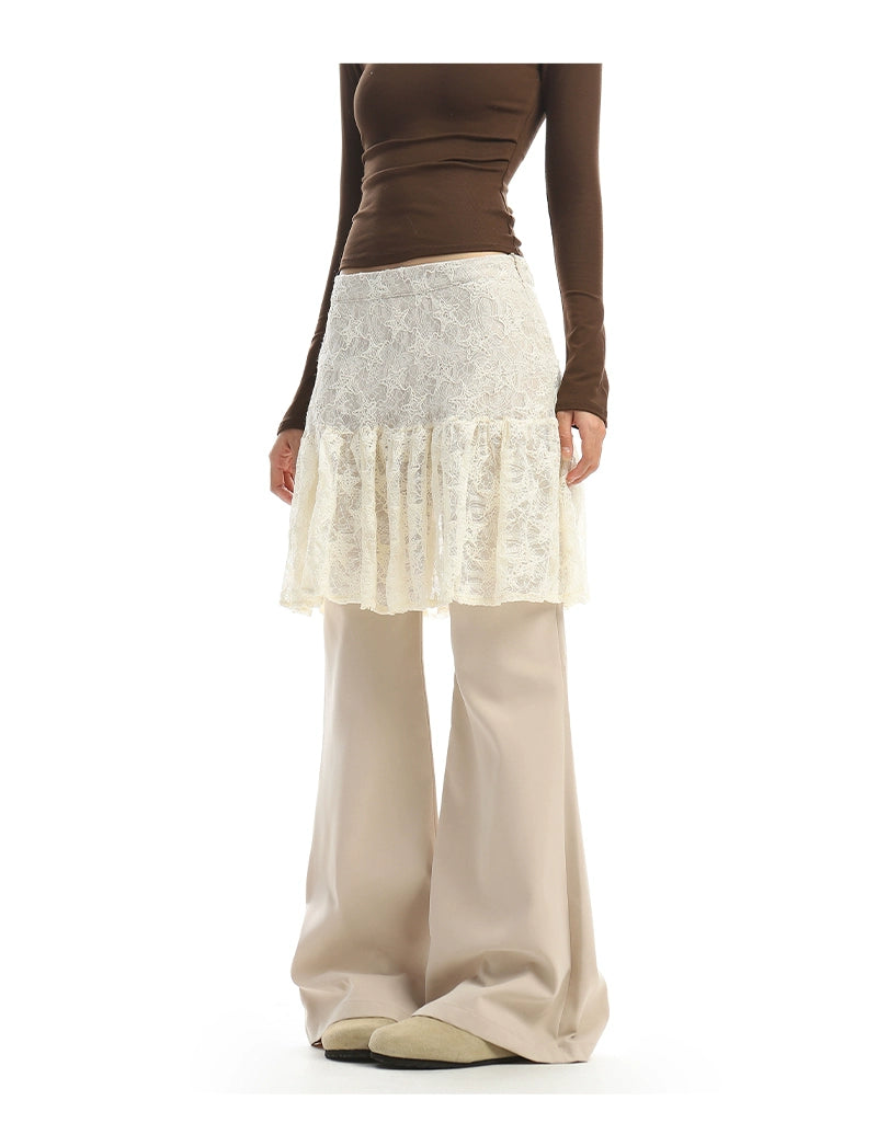 【25s Dec.】Lace Skirt with Casual Pants
