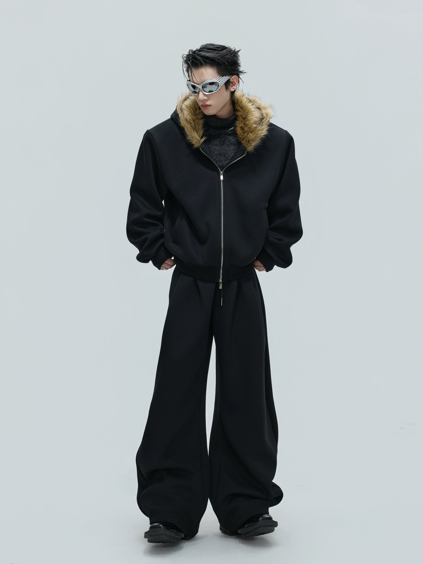 【25s Nov.】Fur Collar Hooded Sweatshirt Cardigan/ Pants