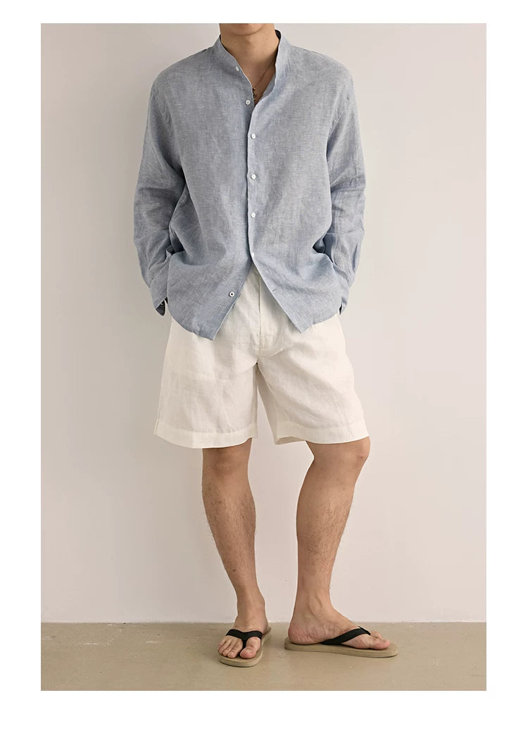 Relaxed Linen Collared Shirt