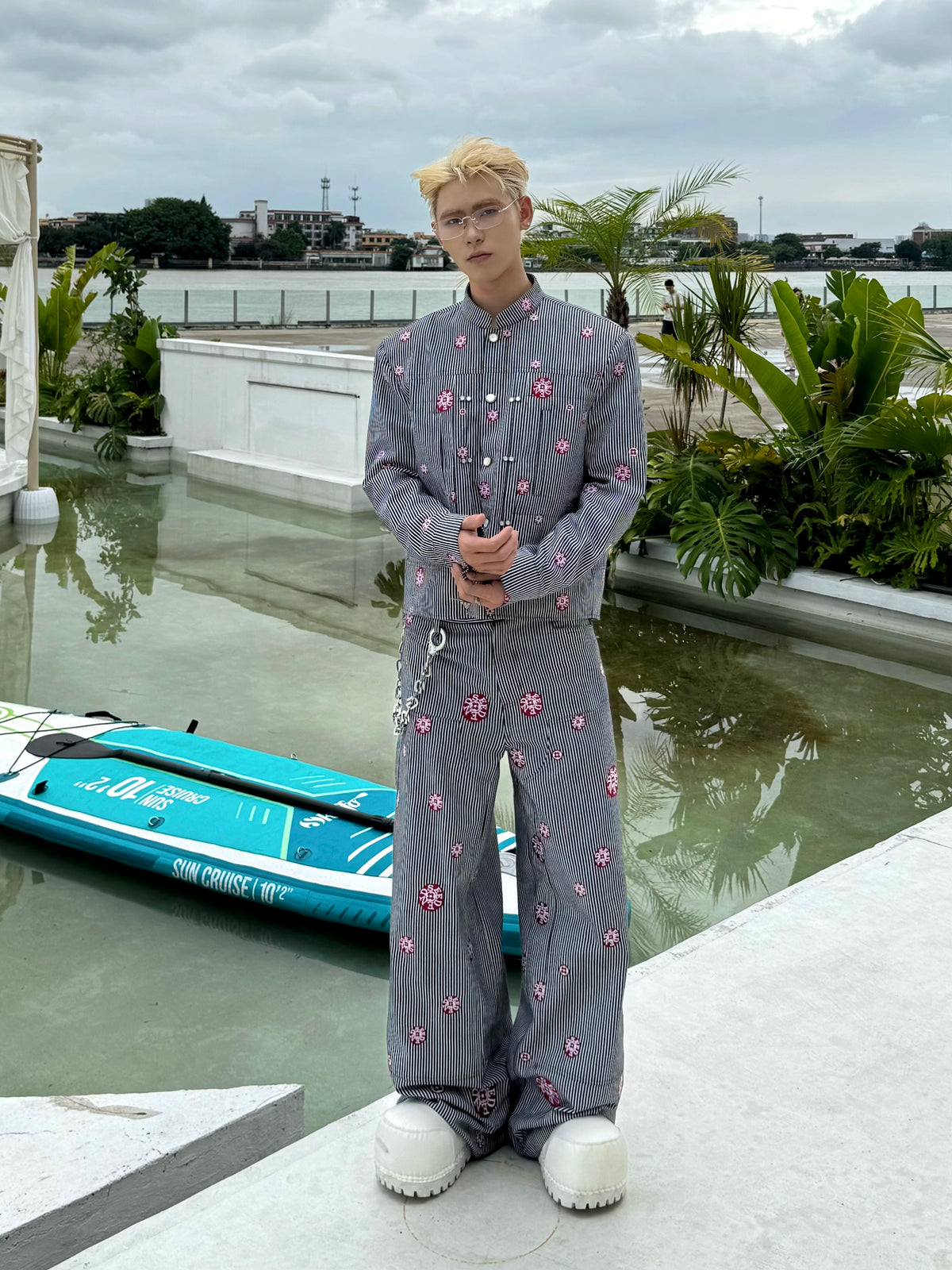 【25s Sep.】Striped Embroidery Short Jacket