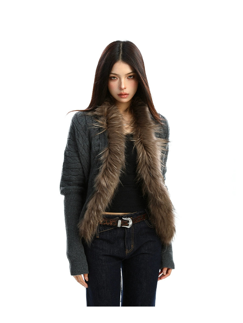 【25s Nov.】Cable Knit Collar Batwing Sleeve Sweater