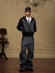 Baroque Relief Straight Denim Jeans
