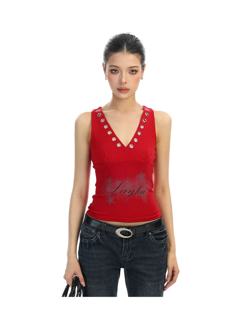 【26s Feb.】American Star Print Cropped Cami Tank Top