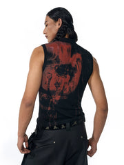 【25s Jul.】Mock Neck Slim Fit Printed Sleeveless Tee