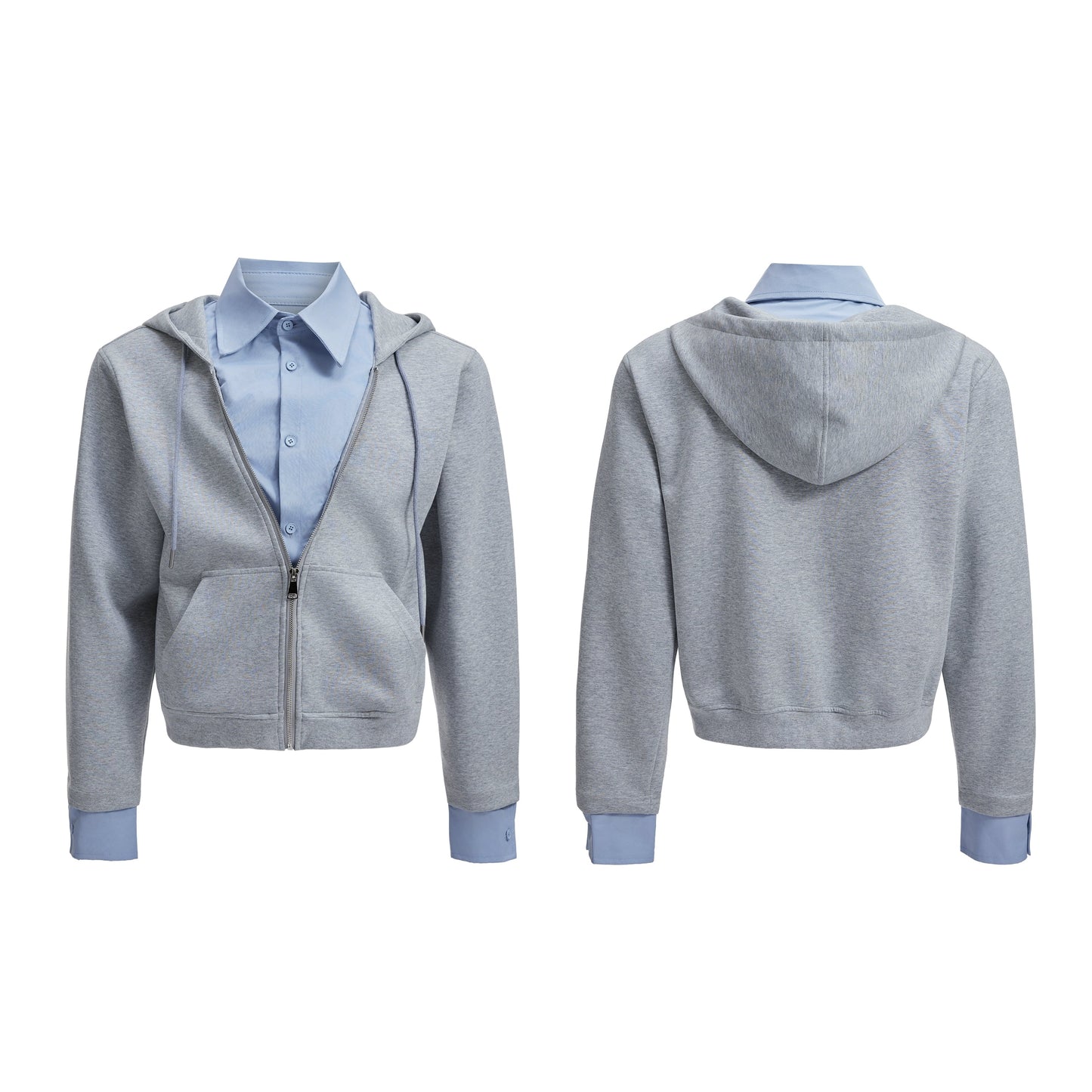 【25s Aug.】Fake Two-piece Shirt Stitching Hooded Sweatshirt/Pants