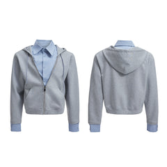 【25s Aug.】Mock Two-piece Shirt Stitching Hooded Sweatshirt/Pants