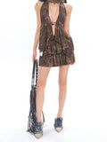 【25s Apr.】Camo Retro Halter Tie Skirt Set