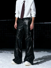 【26s Jan.】Textured Snakeskin Flared Leather Pants