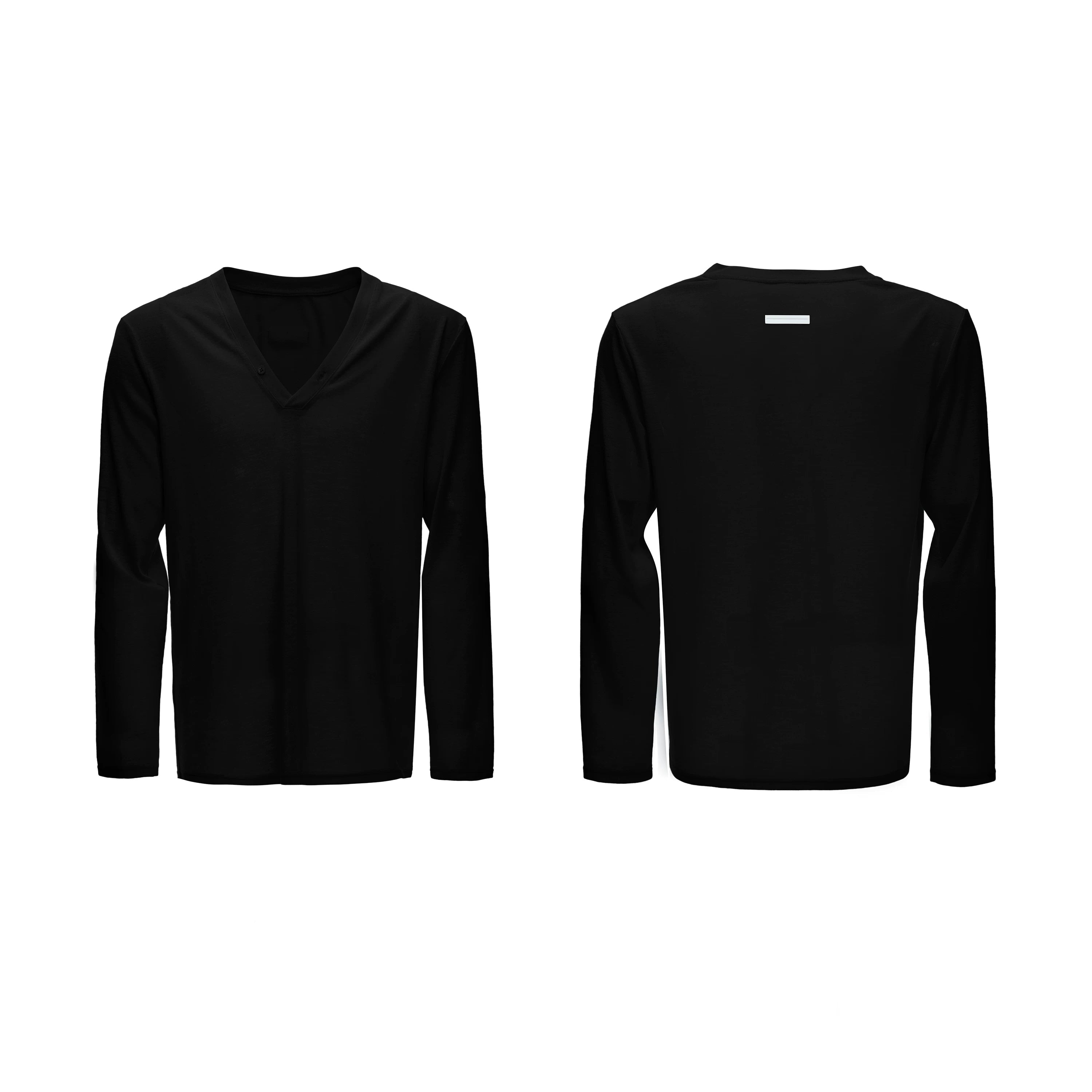 Deep V-Neck Relaxed Long Sleeve Tee