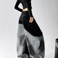 【25s Aug.】Patchwork Spray-Paint Contrast Wide-Leg Scimitar Jeans