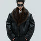 【25s Nov.】Distressed Embossed Detachable Fur Collar Thickened Cotton Coat