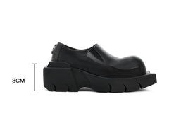 Devil Horn Bull Round Toe Thick Sole Derby Shoes