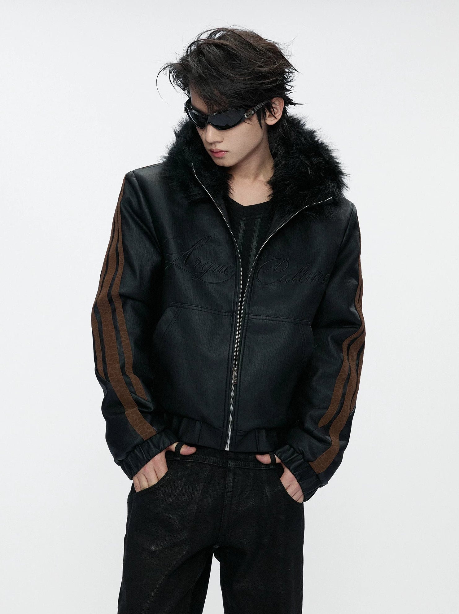 Leopard Panel Faux Fur Hooded Jacket