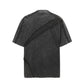 【25s Jul.】Cut-Out Spliced Washed Round Neck Short Sleeve T-Shirt